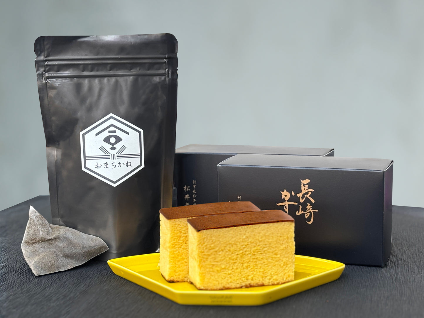 かすてらとお茶とお皿のセット【お試し】